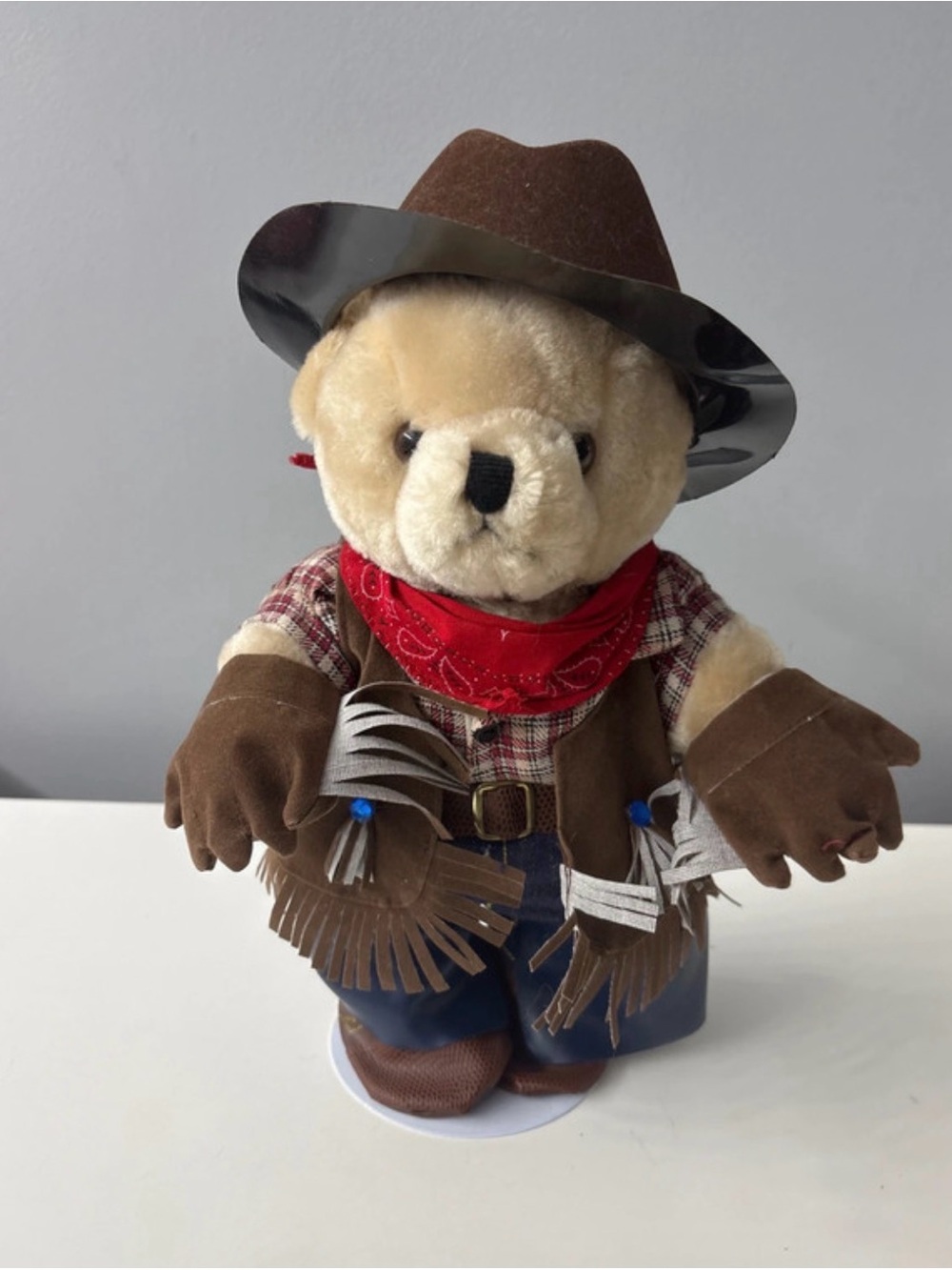 Brown Cowboy Bear Plush Toy with Red Bandana - Kids Toy